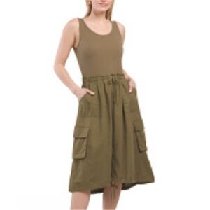 NWT For Cynthia Linen Twofer Dress in Olive Green
